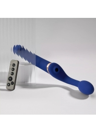 Синий безремневой страпон Multi Orgasm Bendable Strap-On size L с клиторальной стимуляцией - Strap-on-me - купить с доставкой в Набережных Челнах