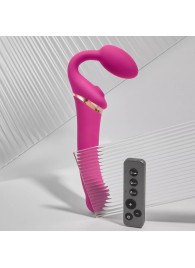 Ярко-розовый безремневой страпон Multi Orgasm Bendable Strap-On size XL с клиторальной стимуляцией - Strap-on-me - купить с доставкой в Набережных Челнах