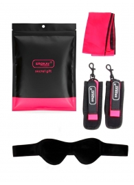 Черно-розовый эротический набор: маска, наручники и повязка - Erokay - купить с доставкой в Набережных Челнах