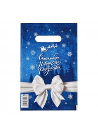 Сине-белый подарочный новогодний пакет с вырубной ручкой (20х30 см) - Сима-Ленд - купить с доставкой в Набережных Челнах