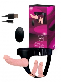 Женский страпон с 3 насадками и вибрацией - Erowoman-Eroman - купить с доставкой в Набережных Челнах