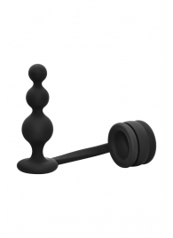 Черное эрекционное кольцо с анальной елочкой Cockring With Beaded Anal Plug - Dream Toys - в Набережных Челнах купить с доставкой