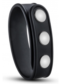 Черное эрекционное кольцо на кнопках - Blush Novelties - в Набережных Челнах купить с доставкой