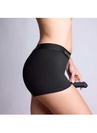 Черные трусики-боксеры для фиксации насадок Strap-on-me Harness Lingerie Allure - size XS - Strap-on-me - купить с доставкой в Набережных Челнах