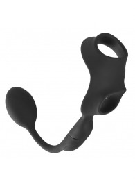 Черное виброкольцо с анальной пробкой Cock Ring with RC Butt Plug - Orion - в Набережных Челнах купить с доставкой