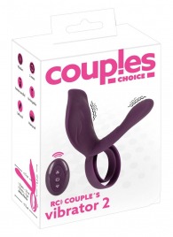Фиолетовая насадка на член с клиторальным отростком и пультом ДУ RC Couple’s Vibrator 2 - Orion - в Набережных Челнах купить с доставкой