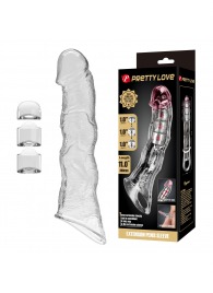 Прозрачный фаллоудлинитель с 3 вставками - 28 см. - Baile - в Набережных Челнах купить с доставкой