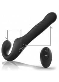 Черный безремневой страпон с вибрацией и возвратно-поступательными движениями - 24 см. - Ibiza - купить с доставкой в Набережных Челнах