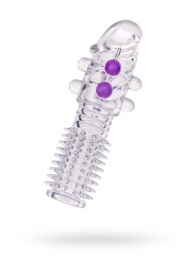 Гелевая прозрачная насадка с шариками и шипами - 14 см. - Toyfa Basic - в Набережных Челнах купить с доставкой