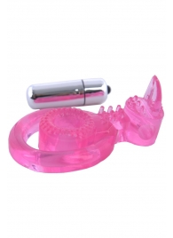 Розовая вибронасадка со стимулятор клитора   Язычок - Toyfa Basic - в Набережных Челнах купить с доставкой