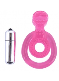 Розовая вибронасадка со стимулятор клитора   Язычок - Toyfa Basic - в Набережных Челнах купить с доставкой