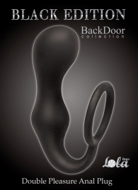 Чёрное эрекционное кольцо с анальной пробкой Double Pleasure Anal Plug - Lola Games - в Набережных Челнах купить с доставкой