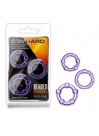 Набор из 3 фиолетовых эрекционных колец Stay Hard Beaded Cockrings - Blush Novelties - в Набережных Челнах купить с доставкой