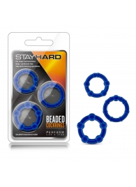 Набор из 3 синих эрекционных колец Stay Hard Beaded Cockrings - Blush Novelties - в Набережных Челнах купить с доставкой