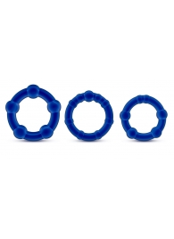 Набор из 3 синих эрекционных колец Stay Hard Beaded Cockrings - Blush Novelties - в Набережных Челнах купить с доставкой