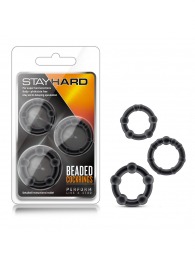 Набор из 3 чёрных эрекционных колец Stay Hard Beaded Cockrings - Blush Novelties - в Набережных Челнах купить с доставкой