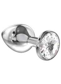 Большая серебристая анальная пробка Diamond Clear Sparkle Large с прозрачным кристаллом - 8 см. - Lola Games - купить с доставкой в Набережных Челнах