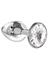 Малая серебристая анальная пробка Diamond Clear Sparkle Small с прозрачным кристаллом - 7 см. - Lola Games - купить с доставкой в Набережных Челнах