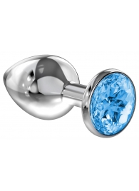 Большая серебристая анальная пробка Diamond Light blue Sparkle Large с голубым кристаллом - 8 см. - Lola Games - купить с доставкой в Набережных Челнах