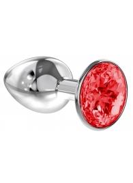 Малая серебристая анальная пробка Diamond Red Sparkle Small с красным кристаллом - 7 см. - Lola Games - купить с доставкой в Набережных Челнах