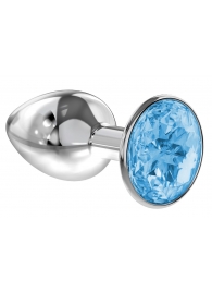 Малая серебристая анальная пробка Diamond Light blue Sparkle Small с голубым кристаллом - 7 см. - Lola Games - купить с доставкой в Набережных Челнах