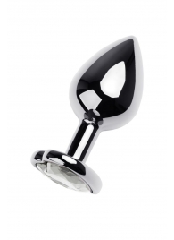 Серебристая анальная пробка с прозрачным кристаллом-сердцем - 8 см. - ToyFa - купить с доставкой в Набережных Челнах