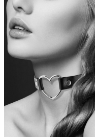 Чёрный чокер с кольцом в форме сердца - Bijoux Pour Toi - купить с доставкой в Набережных Челнах