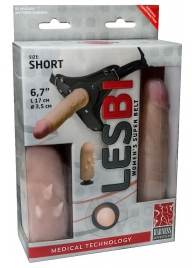 Телесный поясной страпон LESBI с вагинальной пробкой - 17 см. - LOVETOY (А-Полимер) - купить с доставкой в Набережных Челнах