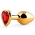 Золотистая анальная пробка с красным стразом-сердечком - 8 см. - Anal Jewelry Plug - купить с доставкой в Набережных Челнах