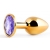 Золотистая анальная пробка с фиолетовым стразом - 7,2 см. - Anal Jewelry Plug - купить с доставкой в Набережных Челнах