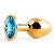 Золотистая анальная пробка с голубым стразом - 7,2 см. - Anal Jewelry Plug - купить с доставкой в Набережных Челнах