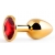 Золотистая анальная пробка с красным стразом - 7,2 см. - Anal Jewelry Plug - купить с доставкой в Набережных Челнах