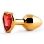 Золотистая анальная пробка с красным стразом-сердечком - 7 см. - Anal Jewelry Plug - купить с доставкой в Набережных Челнах