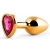 Золотистая анальная пробка с малиновым кристаллом-сердечком - 7 см. - Anal Jewelry Plug - купить с доставкой в Набережных Челнах