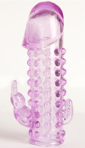 Закрытая фиолетовая насадка с 2 отростками - 13 см. - Toyfa Basic - в Набережных Челнах купить с доставкой