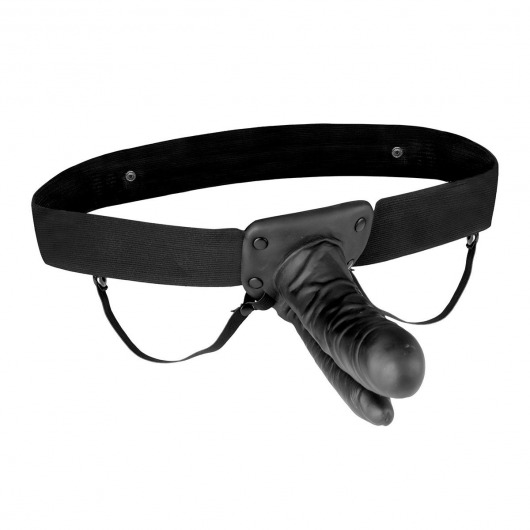 Полый страпон с двумя отростками и вибрацией Unisex Vibrating Hollow Strap-On Double Penetrating Dildo - 17,8 см. - Lux Fetish - купить с доставкой в Набережных Челнах