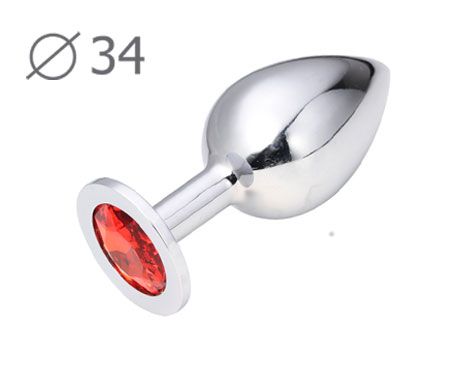 Коническая серебристая анальная втулка с красным кристаллом - 8,2 см. - Anal Jewelry Plug - купить с доставкой в Набережных Челнах