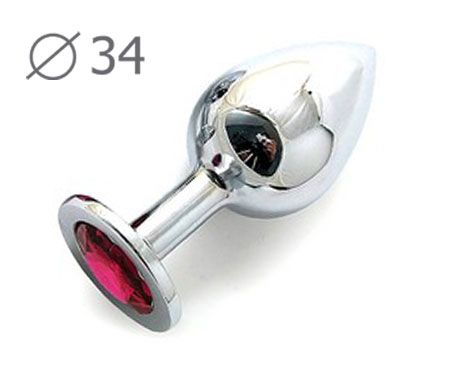 Коническая серебристая анальная втулка с малиновым кристаллом - 8,2 см. - Anal Jewelry Plug - купить с доставкой в Набережных Челнах