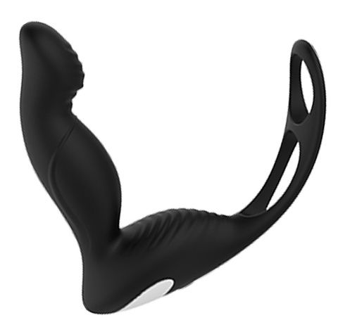 Черный вибромассажер простаты P-PLEASER W ERECTION ENHANCE - Dream Toys - в Набережных Челнах купить с доставкой