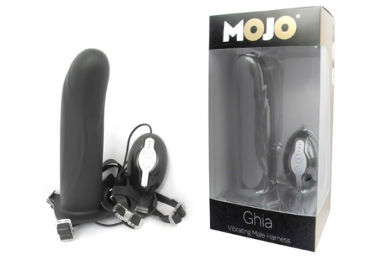 Черный страпон с вибратором Mojo Ghia - Seven Creations - купить с доставкой в Набережных Челнах
