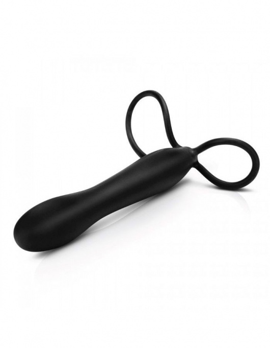 Черная насадка на пенис для двойной стимуляции Mojo BlackJack - 15 см. - Seven Creations - в Набережных Челнах купить с доставкой