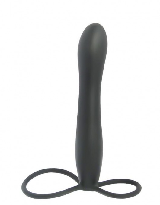 Черная насадка на пенис для двойной стимуляции Mojo BlackJack - 15 см. - Seven Creations - в Набережных Челнах купить с доставкой