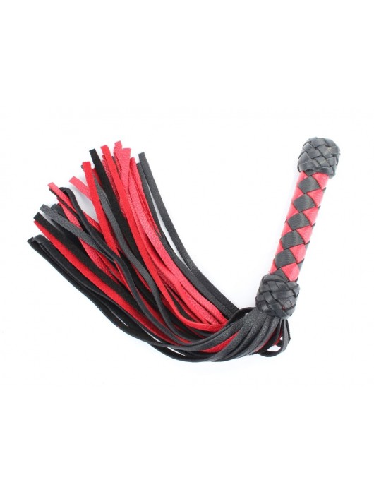 Черно-красная клеть с плетеной ручкой с ромбовидным узором - 45 см. - БДСМ Арсенал - купить с доставкой в Набережных Челнах