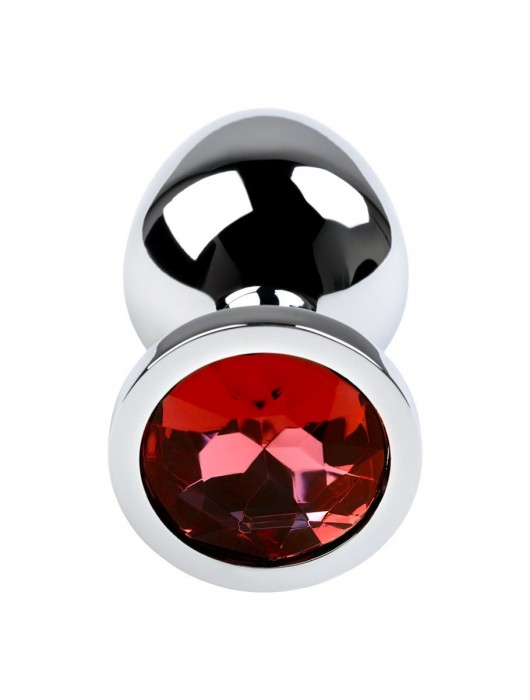 Серебристая коническая анальная пробка с красным кристаллом - 8 см. - ToyFa - купить с доставкой в Набережных Челнах