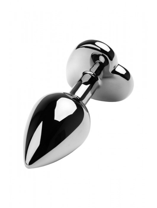 Серебристая коническая анальная пробка с красным кристаллом-сердечком - 7 см. - ToyFa - купить с доставкой в Набережных Челнах