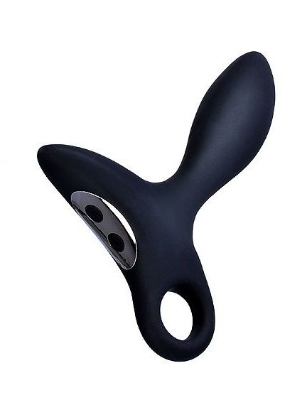 Черный силиконовый анальный вибромассажер Erokey с колечком-ограничителем - Erokay - в Набережных Челнах купить с доставкой