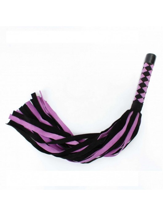 Черно-розовая плеть из замши - 58 см. - БДСМ Арсенал - купить с доставкой в Набережных Челнах