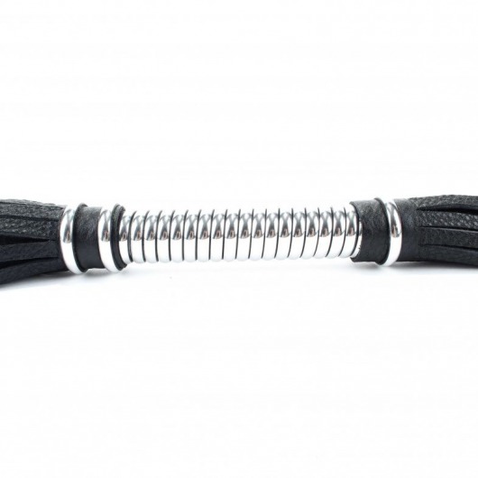 Черная длинная плеть с серебристой ручкой - 56 см. - БДСМ Арсенал - купить с доставкой в Набережных Челнах