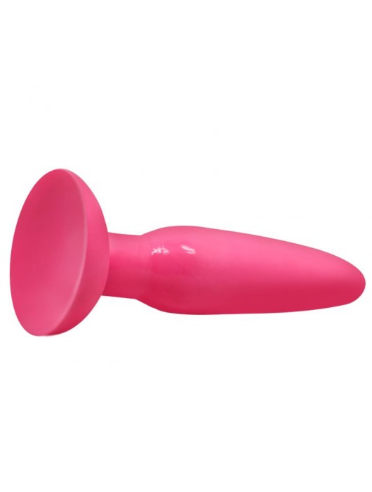 Розовая анальная пробка с подошвой-присоской - 13,5 см. - Baile