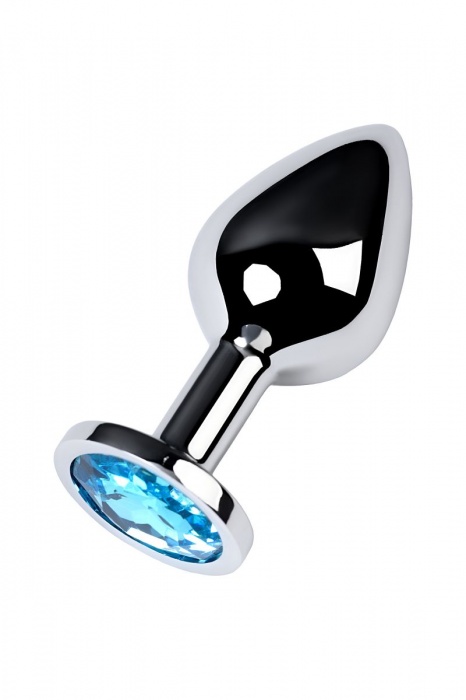 Серебристая конусовидная анальная пробка с голубым кристаллом - 8 см. - ToyFa - купить с доставкой в Набережных Челнах